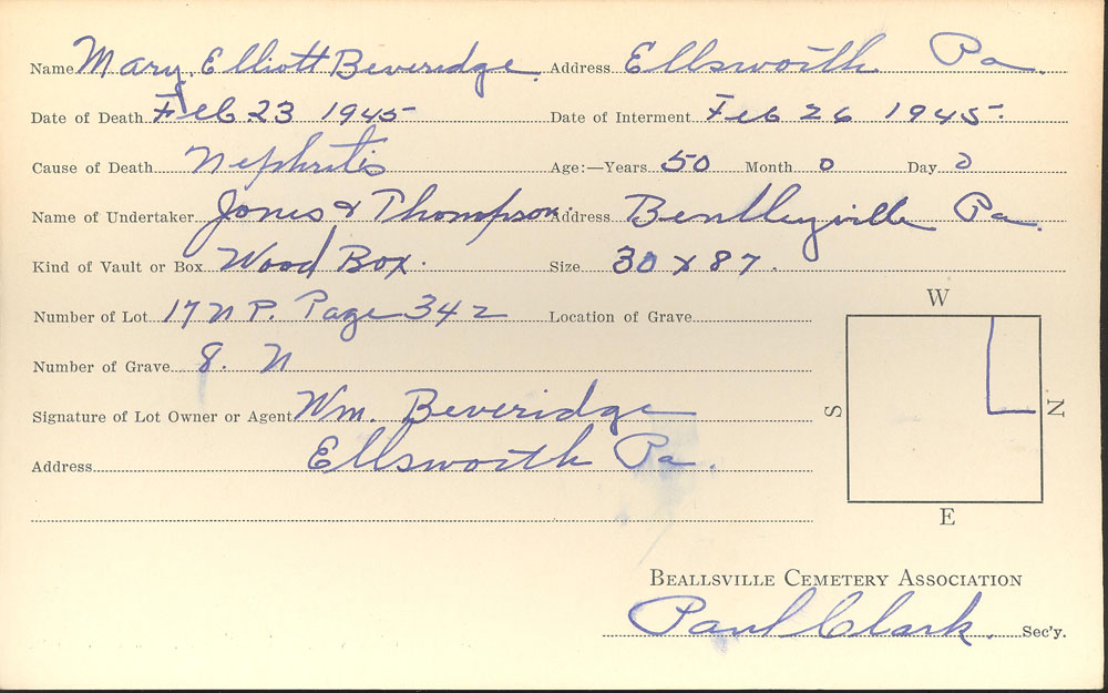 burial card